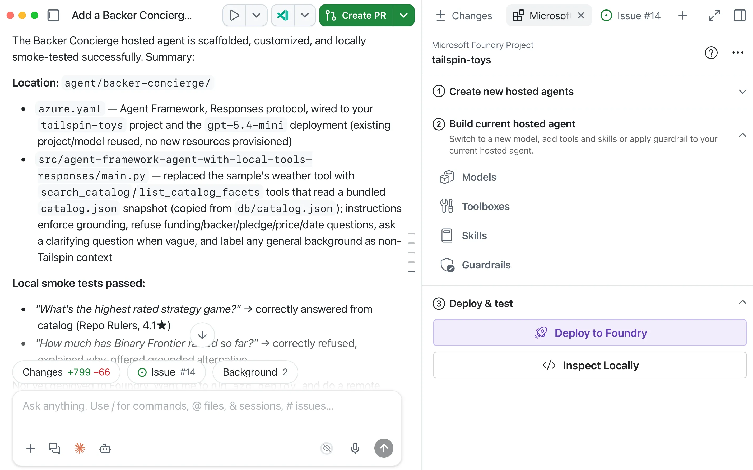 Scaffold Backer Concierge agent in Canvas