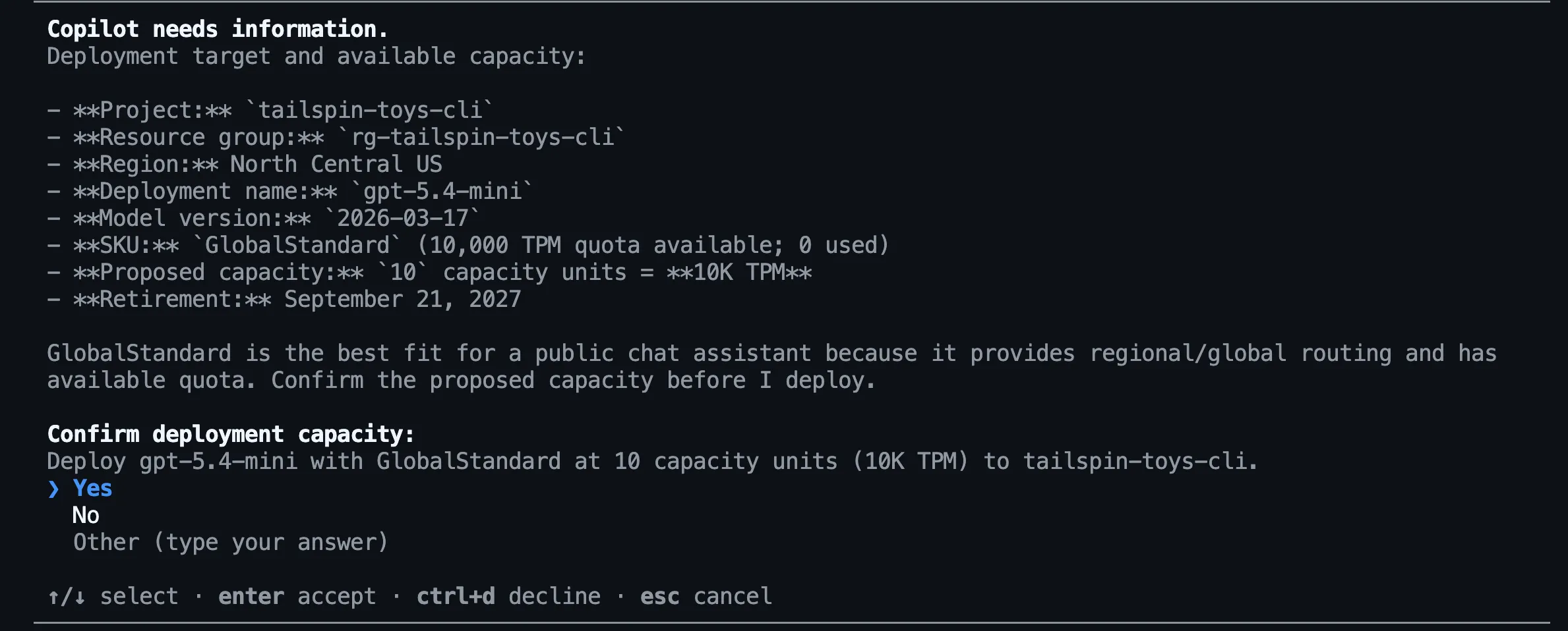 Deploy the selected model