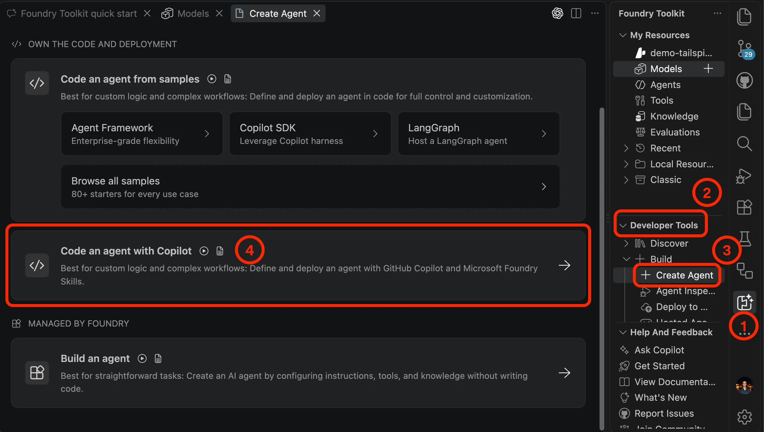 Screenshot showing the create agent page.